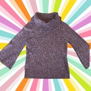 Nubby brown and cream Jillian and Nicole 3/4 sleeve cowl neck sweater